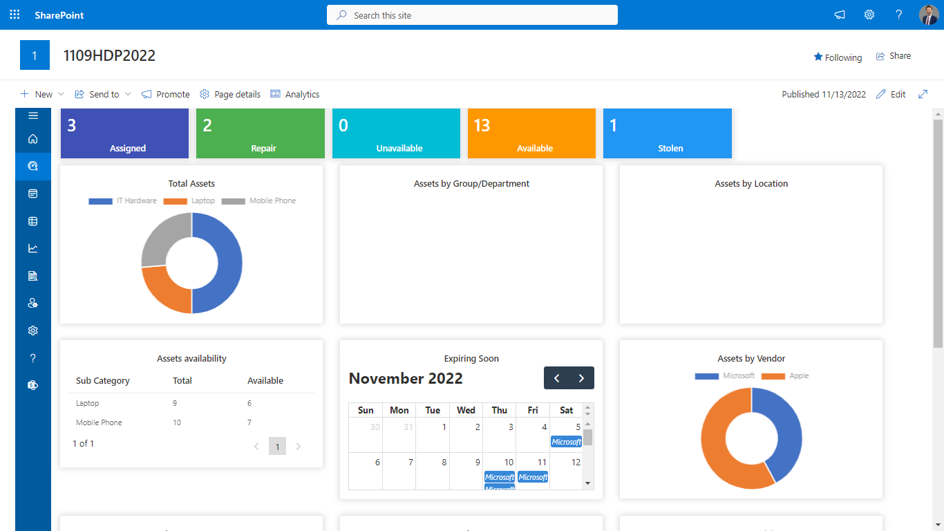 screenshot of Asset Management 365
